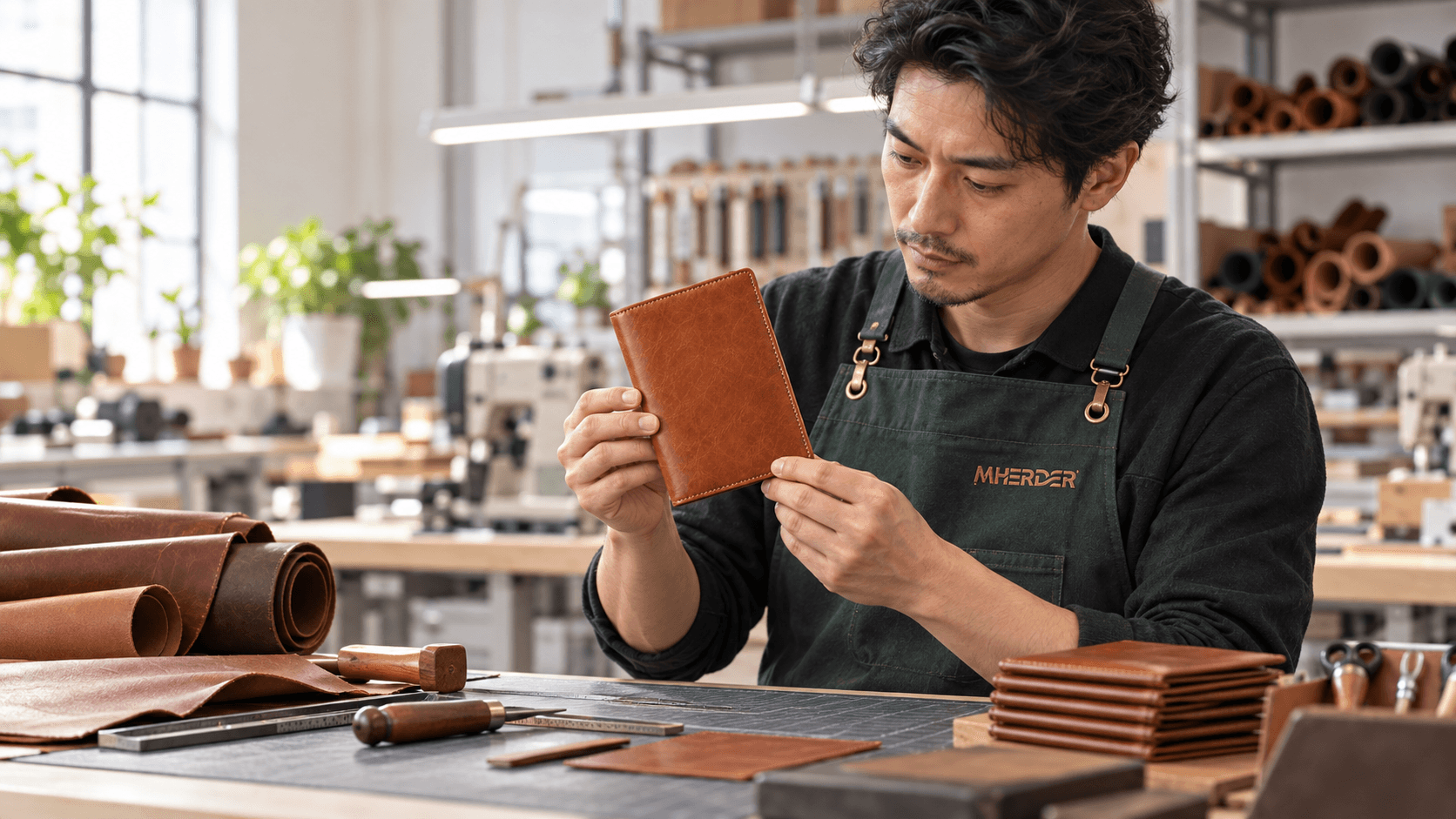 MHERDER craftsperson making a leather product